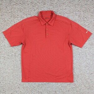 Nike Golf Polo Shirt Fit Dry Mens MEDIUM Salmon Jacquard Stretch 3-Button